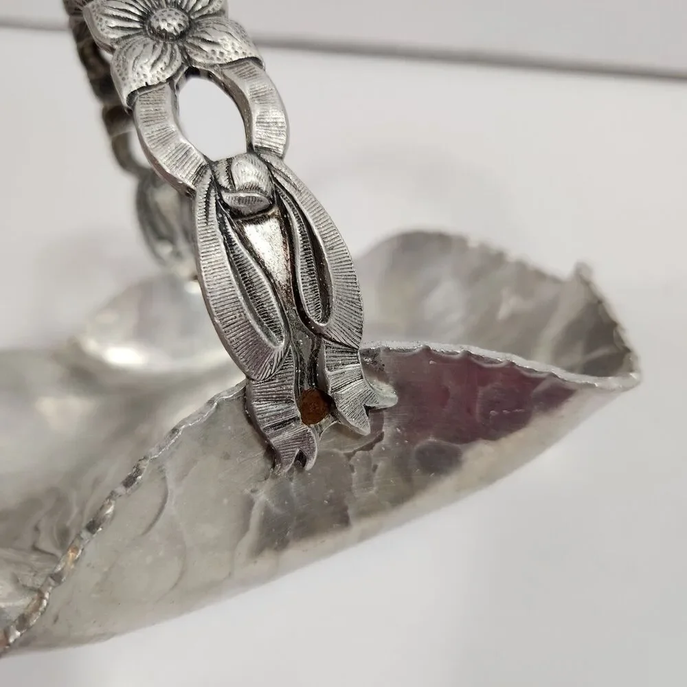 Hand Wrought Creations by Rodney Kent Hammered Aluminum Basket W/Tulips #429
